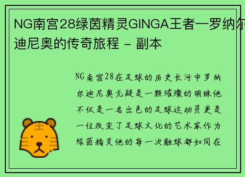 NG南宫28绿茵精灵GINGA王者—罗纳尔迪尼奥的传奇旅程 - 副本